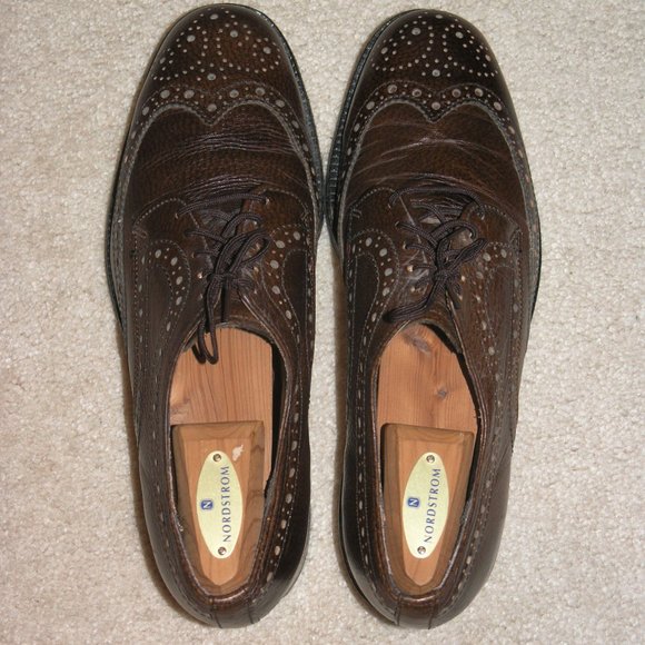 Eaton Vintage Brown Leather Medallion Wingtips 8D main image 4